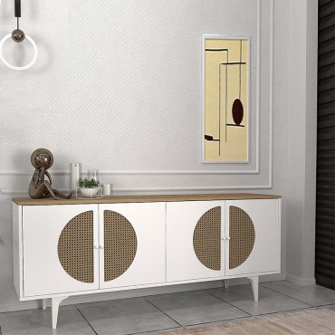 Μπουφές Aureta Megapap χρώμα λευκό - sapphire oak 180x45x75cm 1 τεμ.
