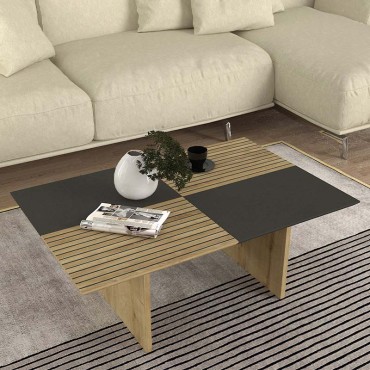 Τραπεζάκι σαλονιού Venita Megapap χρώμα sapphire oak - ανθρακί 90x60x33,8cm 1 τεμ.