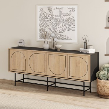 Μπουφές Joji Megapap χρώμα sapphire oak - silky black 186,8x40x77,6cm 1 τεμ.