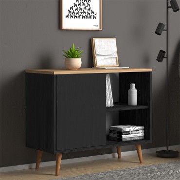 Κονσόλα - μπουφές μελαμίνης Luce Megapap χρώμα μαύρο antique - oak 80x35x66cm 1 τεμ.