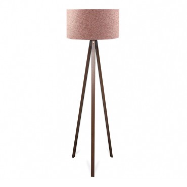 Φωτιστικό δαπέδου Rosling Megapap Mdf/ύφασμα Pvc χρώμα καρυδί - dusty rose 38x38x140εκ.