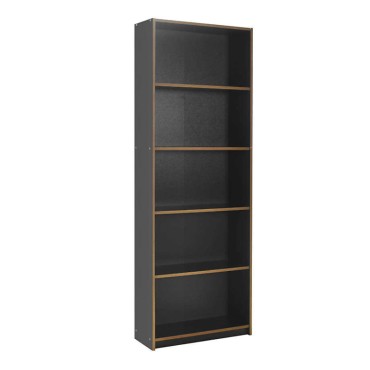 Βιβλιοθήκη Max Megapap χρώμα ανθρακί 64x26x182cm 1 τεμ.
