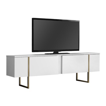 Έπιπλο τηλεόρασης Luxe Megapap χρώμα λευκό - χρυσό 180x30x50cm 1 τεμ.