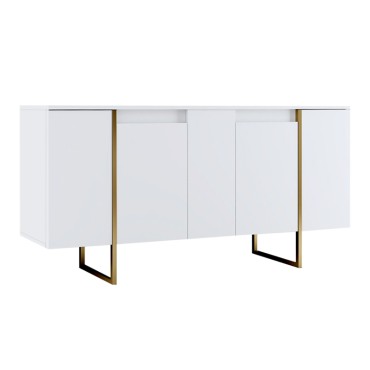 Μπουφές Luxe Megapap χρώμα λευκό - χρυσό 160x35x80cm 1 τεμ.