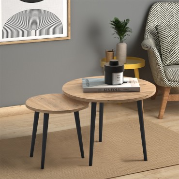 Τραπεζάκι σαλονιού σετ 2 τεμ. Roma Megapap χρώμα oak 60x60x46cm - 60x60x46cm