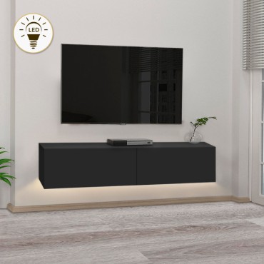 Έπιπλο τηλεόρασης επιτοίχιο Aristo Megapap με LED χρώμα μαύρο 135x31,6x25cm 1 τεμ.