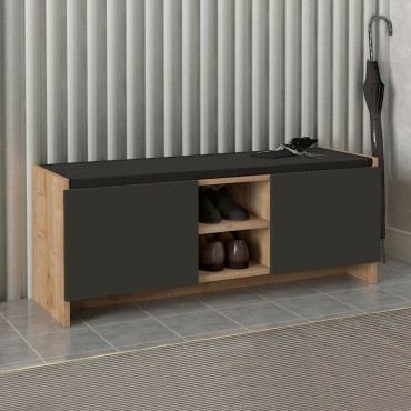 Παπουτσοθήκη Verly Megapap χρώμα sapphire oak - ανθρακί 110x33,2x43cm