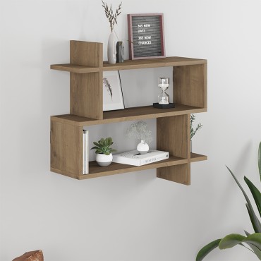 Ραφιέρα τοίχου Paralel Megapap χρώμα ανοιχτό καρυδί 70x22x65cm 1 τεμ.