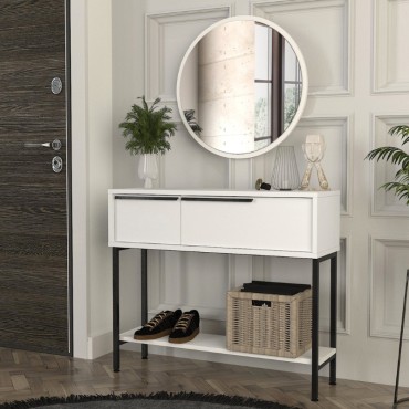 Κονσόλα με καθρέπτη Suzy Megapap χρώμα λευκό 90x29,6x76cm 1 τεμ.