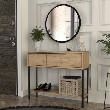 Κονσόλα με καθρέπτη Suzy Megapap χρώμα sepet oak 90x29,6x76cm 1 τεμ.