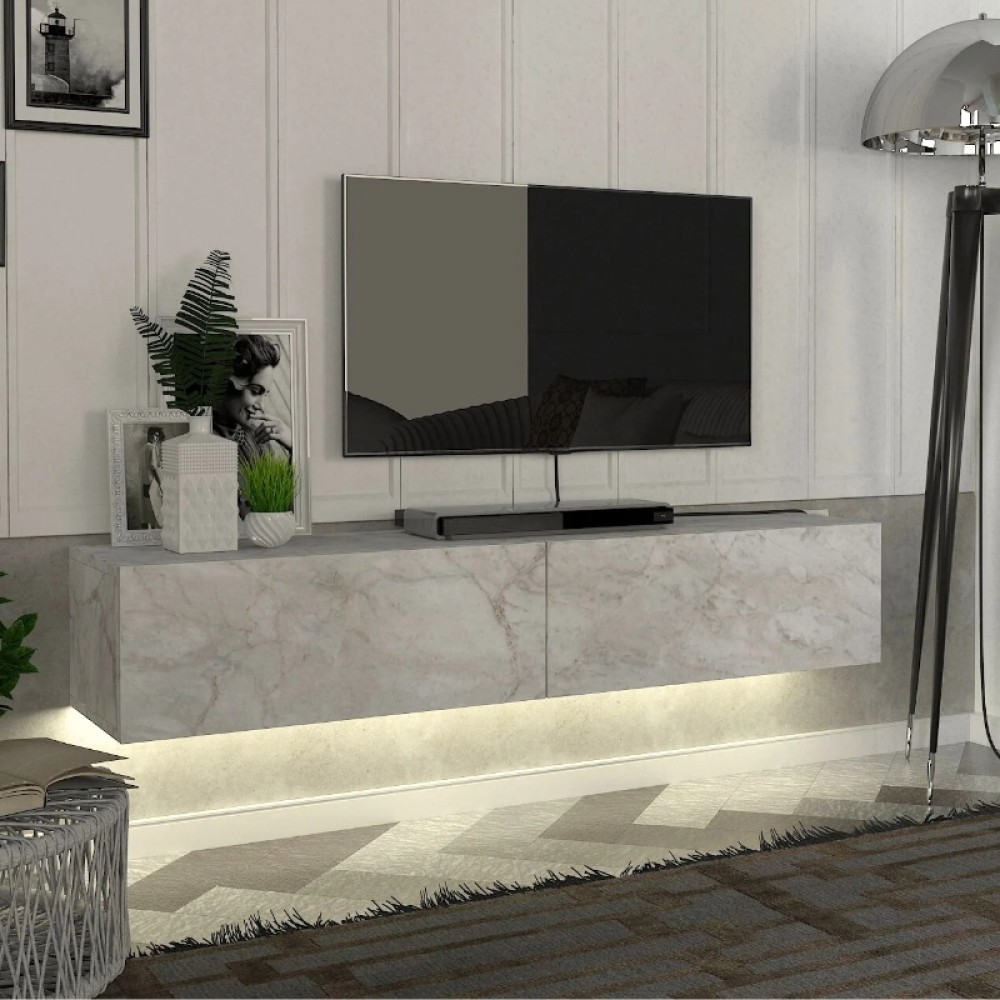 Έπιπλο τηλεόρασης επιτοίχιο Aristo Megapap με LED χρώμα λευκό εφέ μαρμάρου 135x31,6x25cm 1 τεμ. Έπιπλο τηλεόρασης επιτοίχιο Aristo Megapap με LED χρώμα λευκό εφέ μαρμάρου 135x31,6x25cm 1 τεμ.