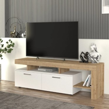 Έπιπλο τηλεόρασης Acnes Megapap χρώμα λευκό - sapphire oak 160x40x53cm 1 τεμ.