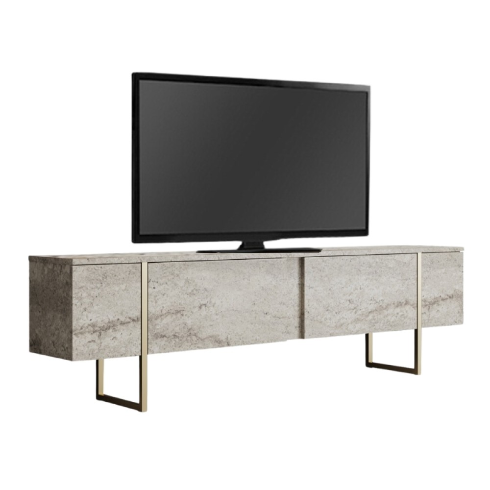 Έπιπλο τηλεόρασης Luxe Megapap χρώμα travertine - χρυσό 180x30x50cm 1 τεμ. Έπιπλο τηλεόρασης Luxe Megapap χρώμα travertine - χρυσό 180x30x50cm 1 τεμ.