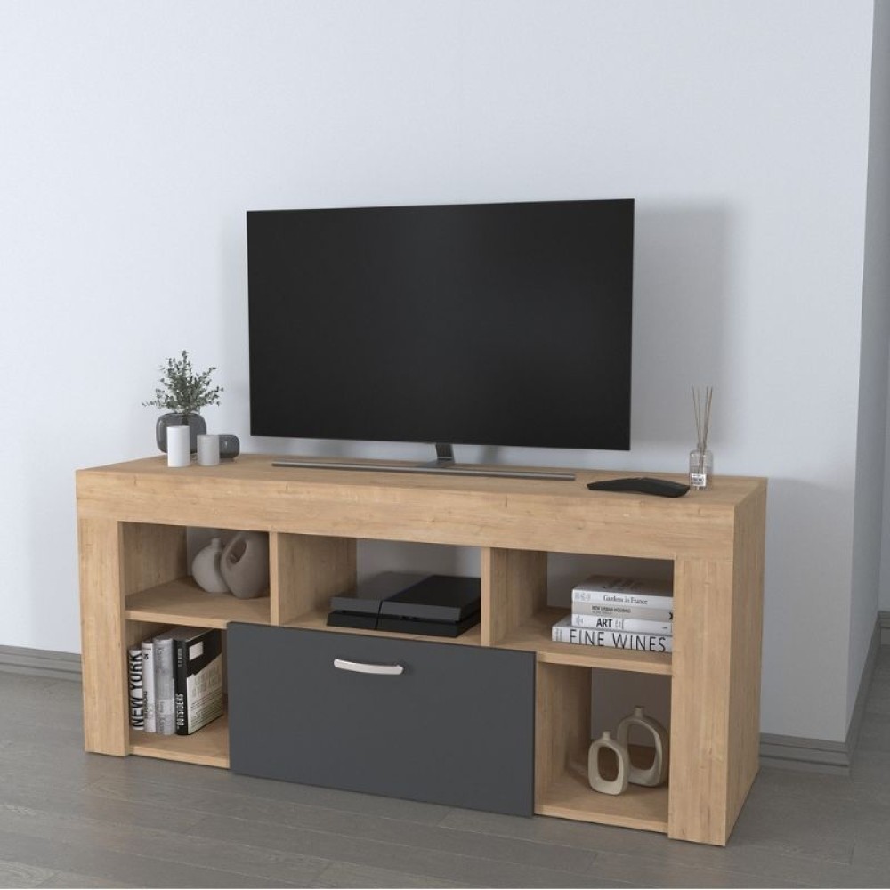 Έπιπλο τηλεόρασης Midili Megapap χρώμα sapphire oak - ανθρακί 135x42x60,7cm 1 τεμ. Έπιπλο τηλεόρασης Midili Megapap χρώμα sapphire oak - ανθρακί 135x42x60,7cm 1 τεμ.