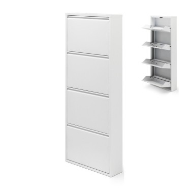 Παπουτσοθήκη Mauro Megapap μεταλλική χρώμα λευκό 50x15x137cm