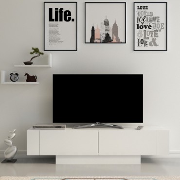 Έπιπλο τηλεόρασης Matera Megapap χρώμα λευκό 150x31,5x41,6cm 1 τεμ.
