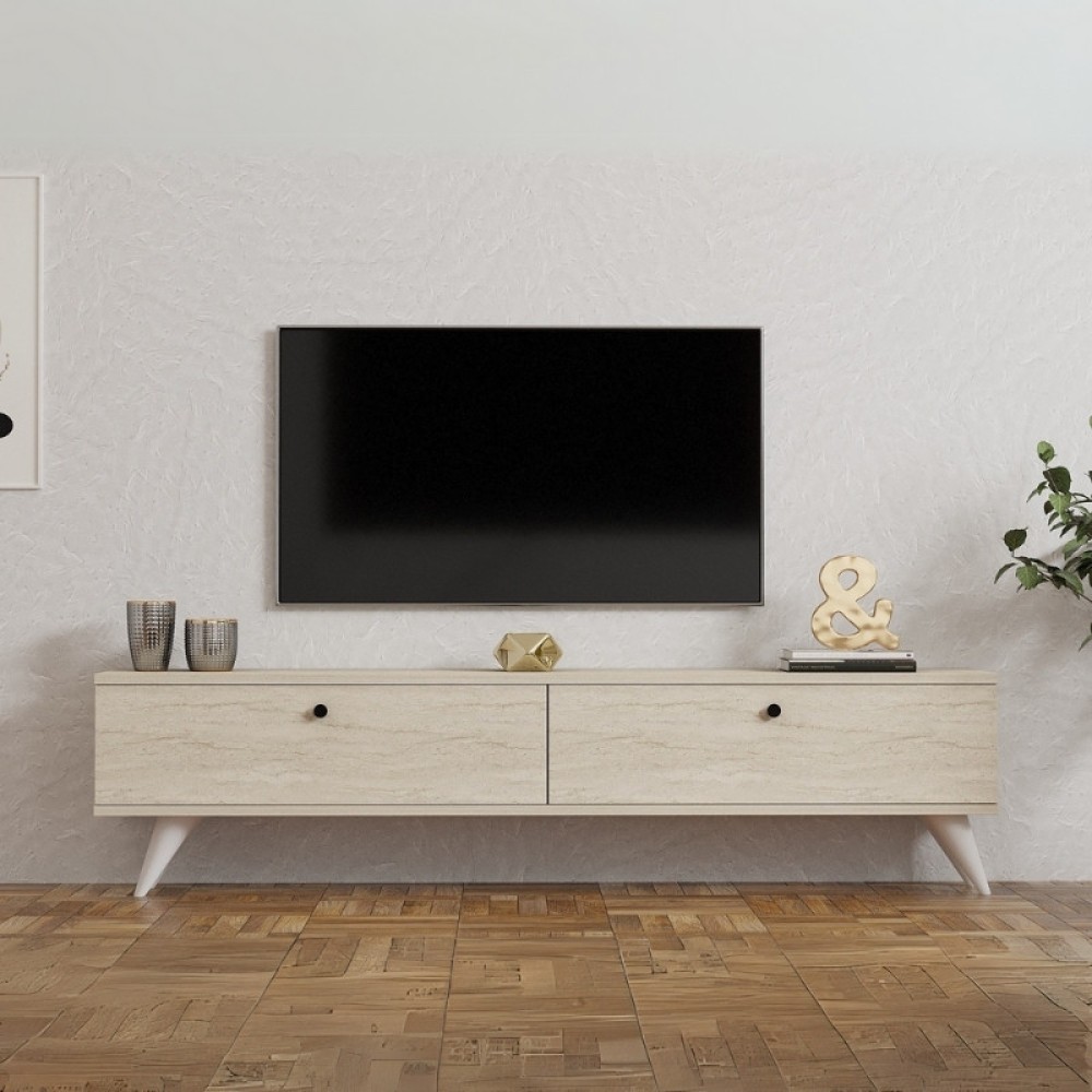 Έπιπλο τηλεόρασης Paris Megapap χρώμα travertine 160x25x35cm 1 τεμ.