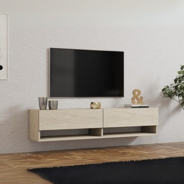 Έπιπλο τηλεόρασης επιτοίχιο Arges Megapap χρώμα travertine 140x29,6x30cm 1 τεμ.