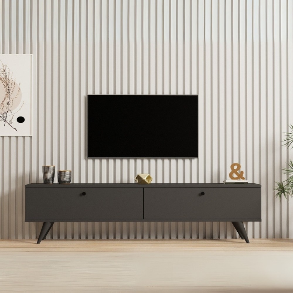 Έπιπλο τηλεόρασης Paris Megapap χρώμα ανθρακί 160x25x35cm 1 τεμ.