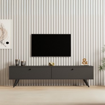 Έπιπλο τηλεόρασης Paris Megapap χρώμα ανθρακί 160x25x35cm 1 τεμ.