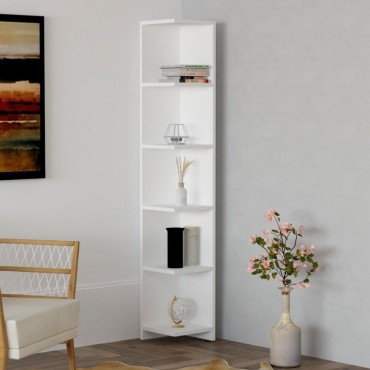 Βιβλιοθήκη γωνιακή Ravella Megapap χρώμα λευκό 25x25x160cm 1 τεμ.