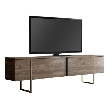Έπιπλο τηλεόρασης Luxe Megapap χρώμα καρυδί - χρυσό 180x30x50cm 1 τεμ.