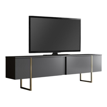 Έπιπλο τηλεόρασης Luxe Megapap χρώμα ανθρακί - χρυσό 180x30x50cm 1 τεμ.