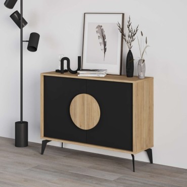 Μπουφές Gora Megapap χρώμα sapphire oak - silky black 110x40x82cm 1 τεμ.