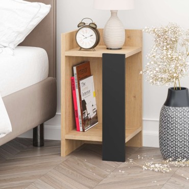 Κομοδίνο Elos Megapap χρώμα saphhire oak - silky black 30x31,7x55cm 1 τεμ.