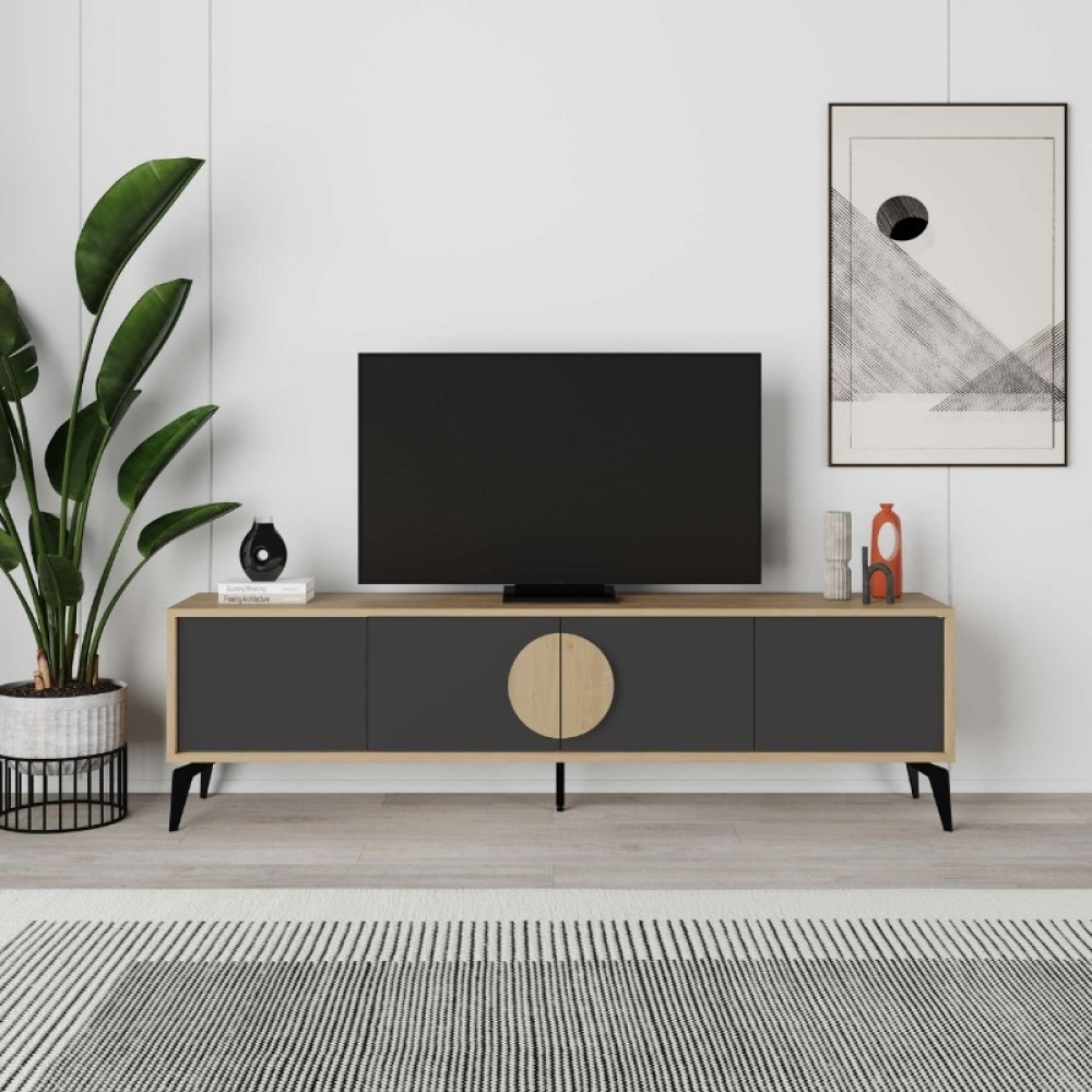 Έπιπλο τηλεόρασης Gora Megapap χρώμα sapphire oak - silky black 180x35,6x51cm 1 τεμ. Έπιπλο τηλεόρασης Gora Megapap χρώμα sapphire oak - silky black 180x35,6x51cm 1 τεμ.