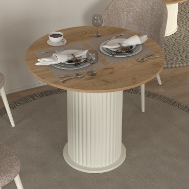 Τραπέζι Bohema Megapap χρώμα ivory - sepet oak 90x77,7cm 1 τεμ.