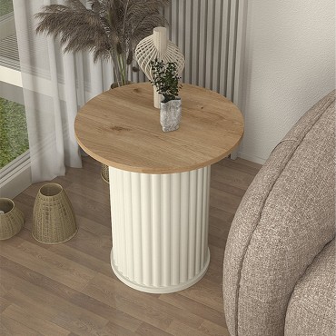 Τραπεζάκι βοηθητικό Bohema Megapap χρώμα ivory - sepet oak 50x53,2cm 1 τεμ.