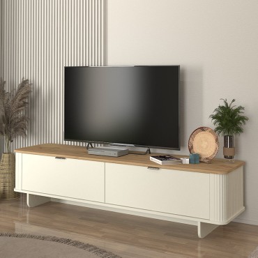 Έπιπλο τηλεόρασης Bohema Megapap χρώμα ivory - sepet oak 180x47x45,6cm 1 τεμ.