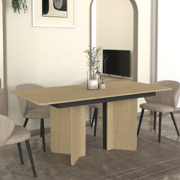 Τραπέζι Lava Megapap χρώμα rota oak - ανθρακί 180x90x76,8cm 1 τεμ.