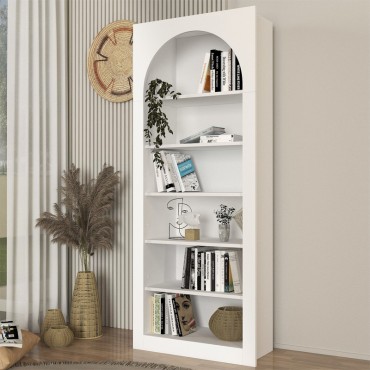 Βιβλιοθήκη Voila Megapap χρώμα λευκό 74x35x180cm 1 τεμ.