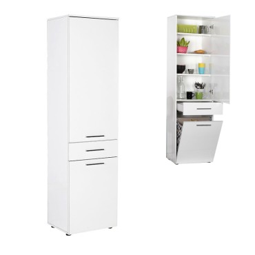 Ντουλάπι με καλάθι απλύτων Diamond Megapap χρώμα λευκό gloss 52x38x187cm 1 τεμ.