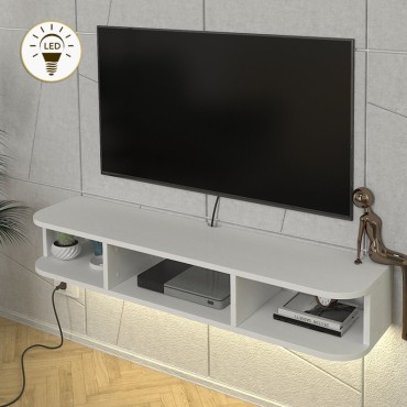 Έπιπλο τηλεόρασης επιτοίχιο Bask Megapap με LED χρώμα λευκό 120x29,6x19,2cm 1 τεμ.