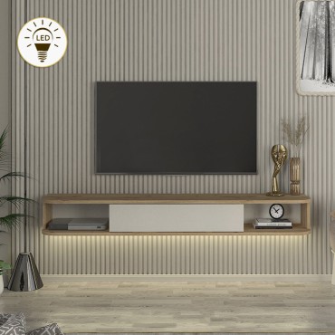 Έπιπλο τηλεόρασης επιτοίχιο Cross Megapap με LED χρώμα sepet oak - sandstone 150x29,6x19,2cm 1 τεμ.