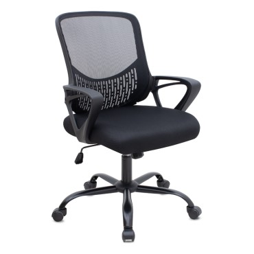 Καρέκλα γραφείου Freda Megapap με ύφασμα Mesh χρώμα μαύρο 65x65x90/100cm 1 τεμ.