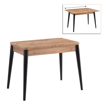 Τραπέζι Dolunay Megapap επεκτεινόμενο χρώμα atlantic pine - μαύρο 100x60(120x100)x79,5cm 1 τεμ.