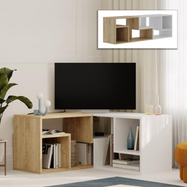 Έπιπλο τηλεόρασης Glis Megapap πολυμορφικό χρώμα sapphire oak - λευκό 145x35x44,8cm 1 τεμ.