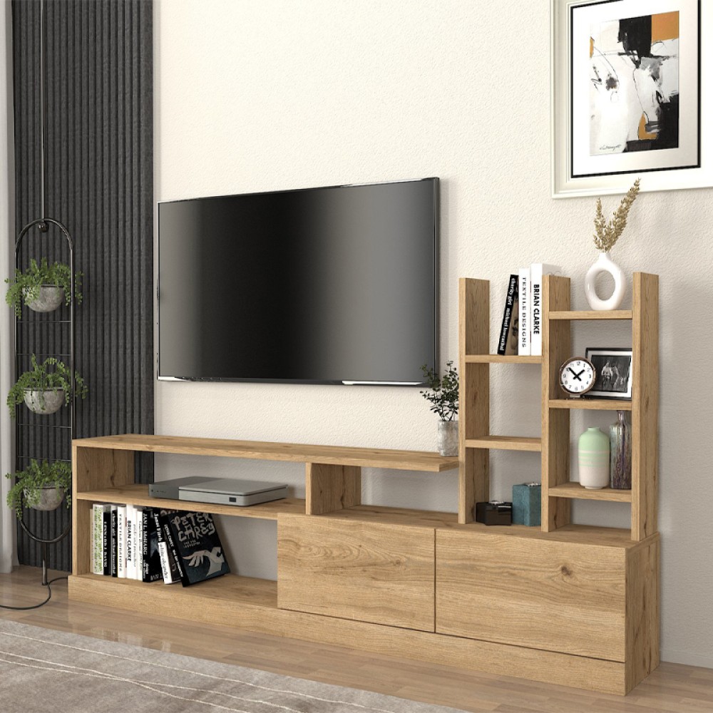 Σύνθεση τηλεόρασης Pesaro Megapap χρώμα sepet oak 165x25x91,3cm 1 τεμ.