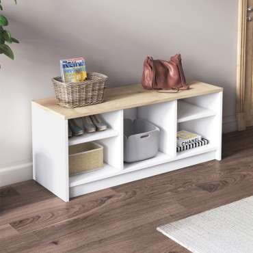 Παπουτσοθήκη London Megapap χρώμα λευκό - sapphire oak 100x35x40cm