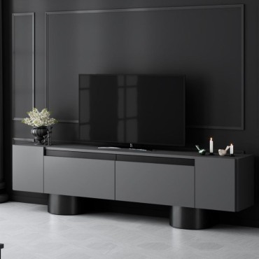 Έπιπλο τηλεόρασης Haven Megapap χρώμα ανθρακί 180x30x50cm 1 τεμ.
