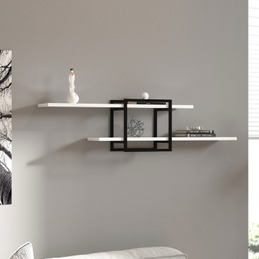 Ραφιέρα τοίχου Mone Megapap χρώμα λευκό - μαύρο 120x18x30cm 1 τεμ.