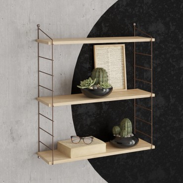 Ραφιέρα τοίχου Armoni Megapap χρώμα sapphire oak - καφέ μέταλλο 72x20x85cm 1 τεμ.