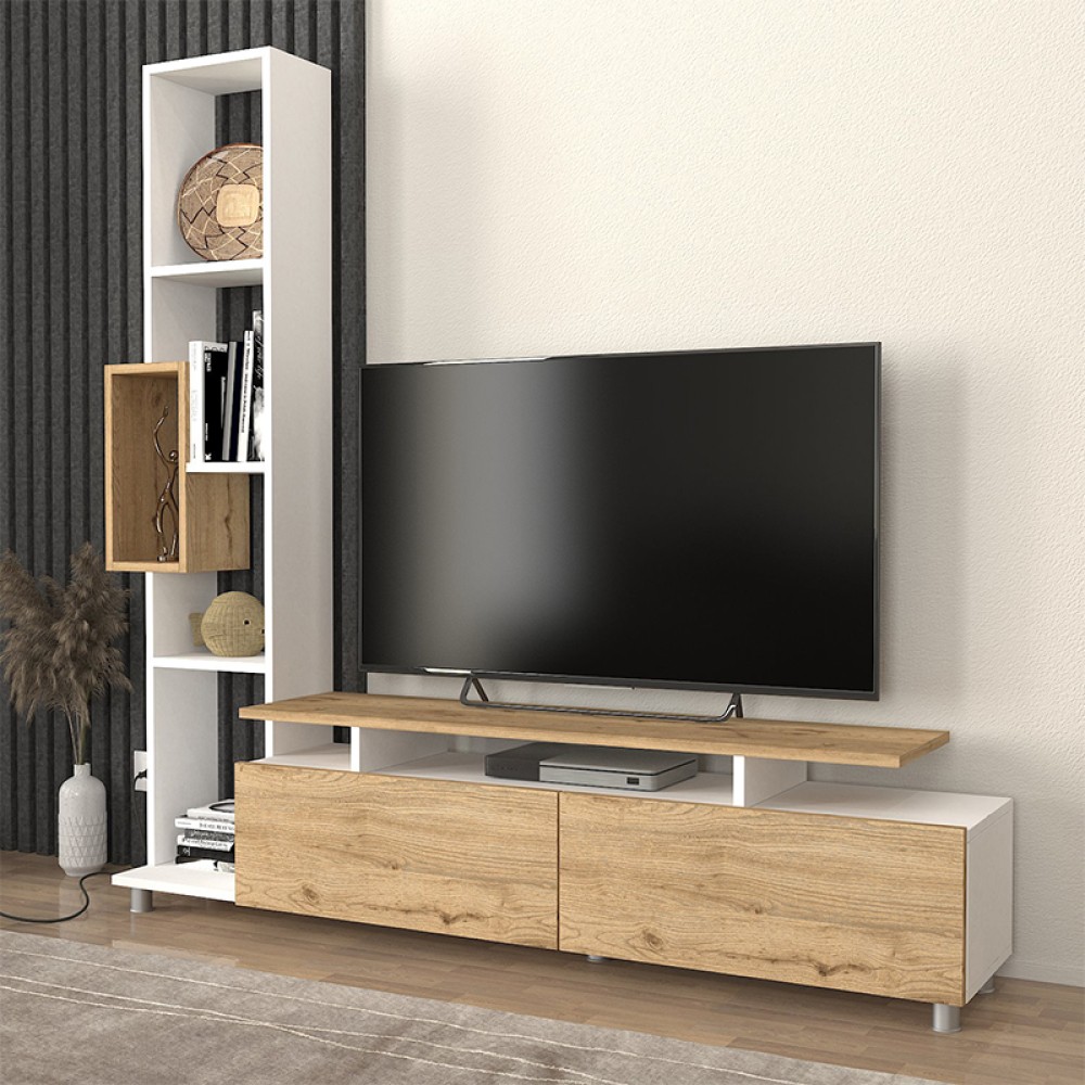 Σύνθεση τηλεόρασης Tulip Megapap χρώμα λευκό - sepet oak 160x29,5x160cm 1 τεμ. Σύνθεση τηλεόρασης Tulip Megapap χρώμα λευκό - sepet oak 160x29,5x160cm 1 τεμ.