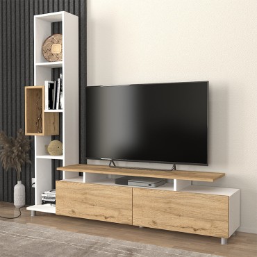 Σύνθεση τηλεόρασης Tulip Megapap χρώμα λευκό - sepet oak 160x29,5x160cm 1 τεμ.