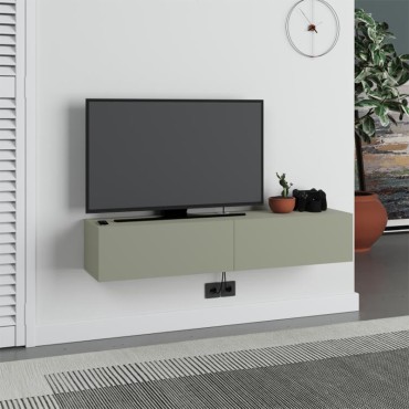 Έπιπλο τηλεόρασης επιτοίχιο Francy Megapap χρώμα ash green 135x31,7x25cm 1 τεμ.