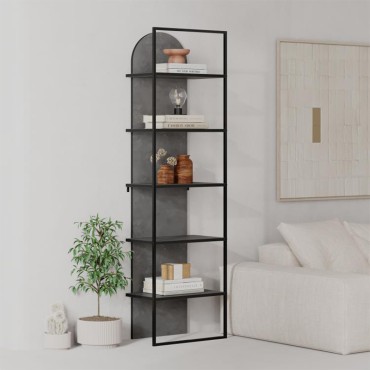 Βιβλιοθήκη Archy Megapap χρώμα γκρι ρετρό 53x31,7x180cm 1 τεμ.